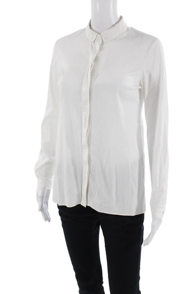 T Tahari Womens Collared Button-Up White Long Sleeve Basic Top Size XS