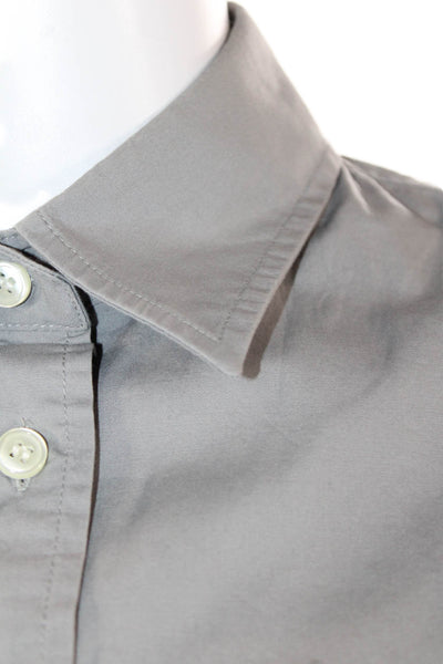 J Crew Women Collared Button-Up Top 3/4 Sleeve Gray Cotton Blend Size S