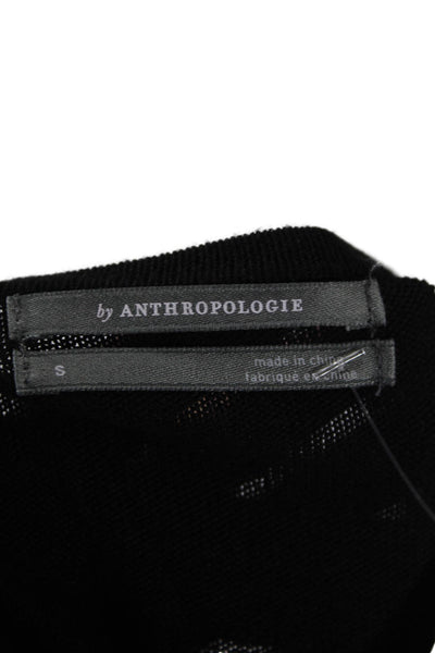 Anthropologie Womens Black Square Neck Long Sleeve Viscose Sweater Size S