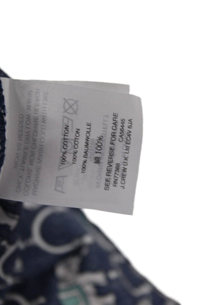 J Crew Women Dark Blue Long Sleeve Button-Up Cotton Animal Graphic Size 2