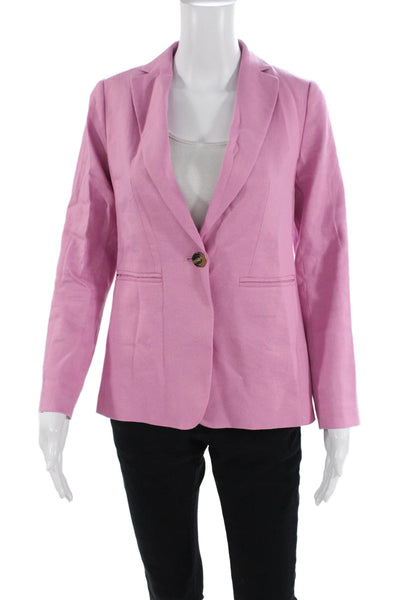 Ann Taylor Women Pink Collared Blazer Button Long Sleeve Size 00P