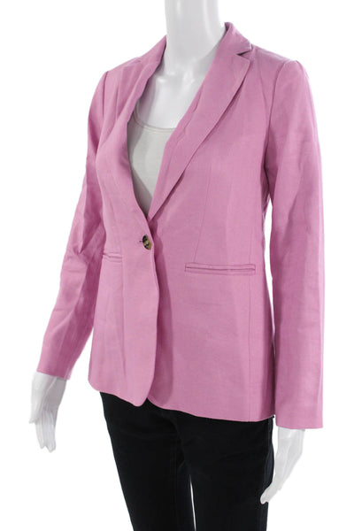Ann Taylor Women Pink Collared Blazer Button Long Sleeve Size 00P
