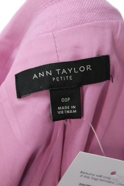 Ann Taylor Women Pink Collared Blazer Button Long Sleeve Size 00P