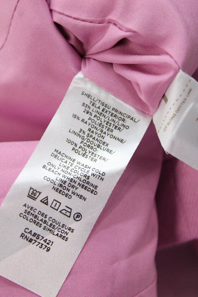 Ann Taylor Women Pink Collared Blazer Button Long Sleeve Size 00P