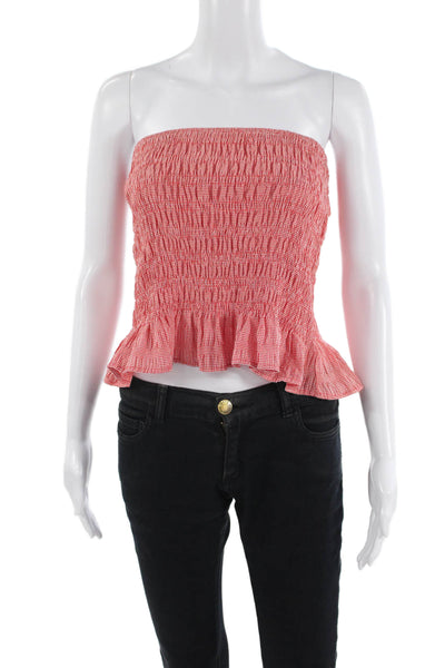 Zara Women Cropped Bohemian Check Sleeveless Top Red Size XS