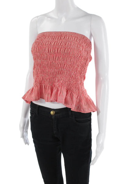 Zara Women Cropped Bohemian Check Sleeveless Top Red Size XS