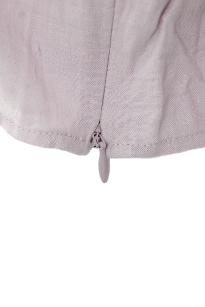 Wilfred Womens Cropped Purple Linen Blend Crew Neck Short Sleeve Blouse Size XS