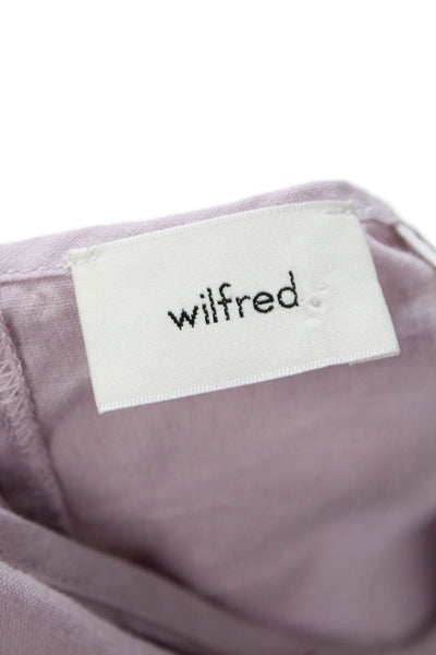Wilfred Womens Cropped Purple Linen Blend Crew Neck Short Sleeve Blouse Size XS