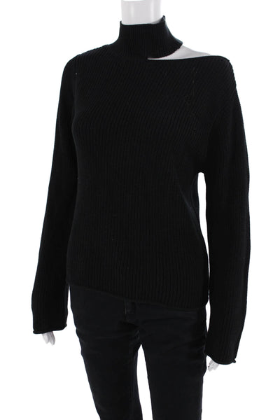 RtA Unisex Black Cotton Mock Neck Pullover Long Sleeve Size 2XS