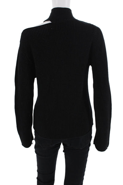 RtA Unisex Black Cotton Mock Neck Pullover Long Sleeve Size 2XS