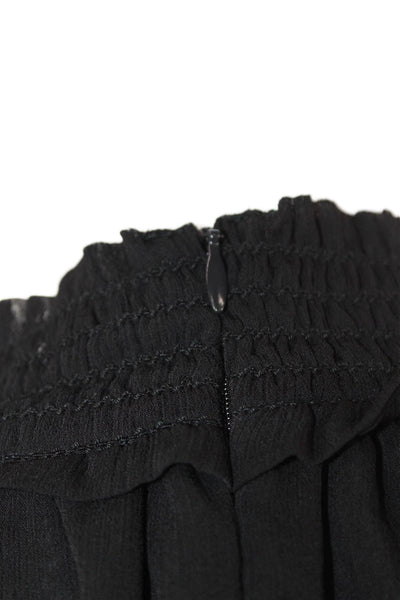 Ann Taylor Women Petite Black High Neck Long Sleeve Polyester Blouse Size 2XS