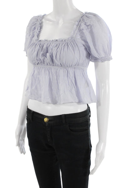 Sunday Best Women Cropped Square Neck Light Blue Blouse Size XS