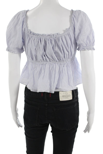 Sunday Best Women Cropped Square Neck Light Blue Blouse Size XS