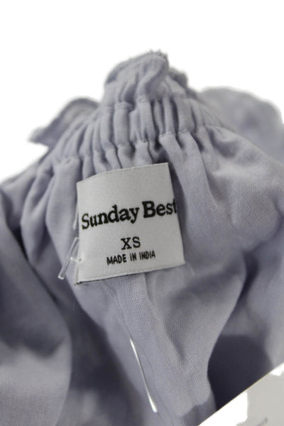 Sunday Best Women Cropped Square Neck Light Blue Blouse Size XS