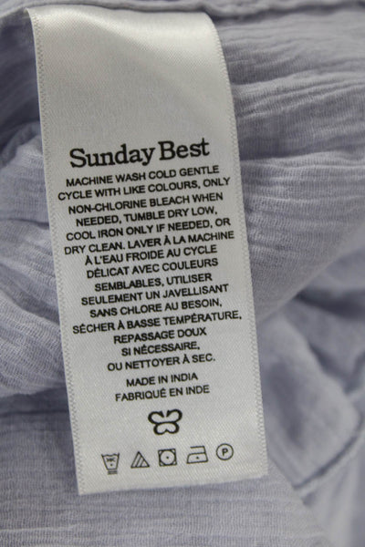Sunday Best Women Cropped Square Neck Light Blue Blouse Size XS