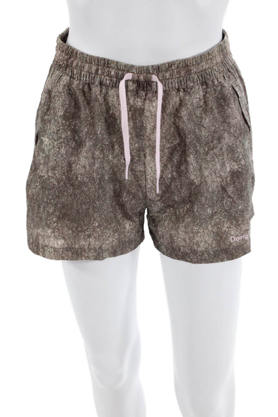 Outdoor Voices Womens Abstract Activewear Shorts Brown Size XS
