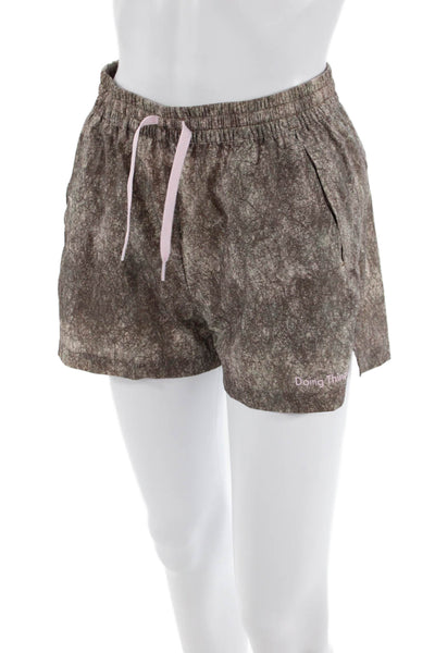 Outdoor Voices Womens Abstract Activewear Shorts Brown Size XS