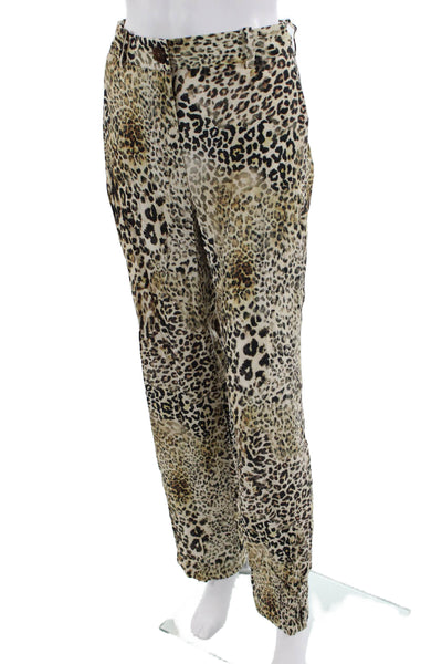 Zara Women Dress Pants Beige Animal Print Viscose Size XS