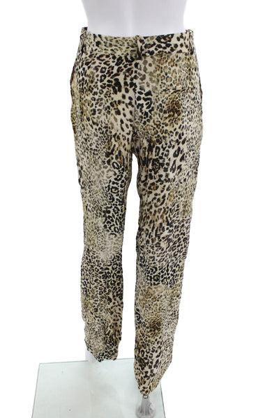 Zara Women Dress Pants Beige Animal Print Viscose Size XS