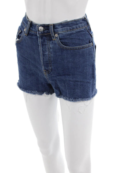 Everlane Womens Cotton Denim Cut Off Cheeky Shorts Blue Size 24