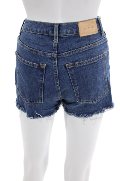 Everlane Womens Cotton Denim Cut Off Cheeky Shorts Blue Size 24