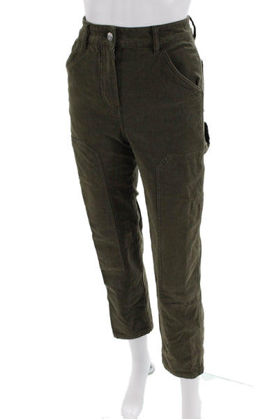 Wilfred Free Women Cargo Cropped Pants Green 74% Cotton Petites Size 00