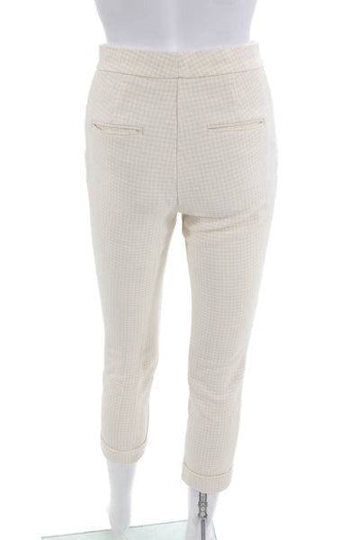 Ann Taylor Womens Ankle Cropped Dress Pants Beige Check Rayon Blend Size 00P