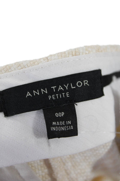 Ann Taylor Womens Ankle Cropped Dress Pants Beige Check Rayon Blend Size 00P