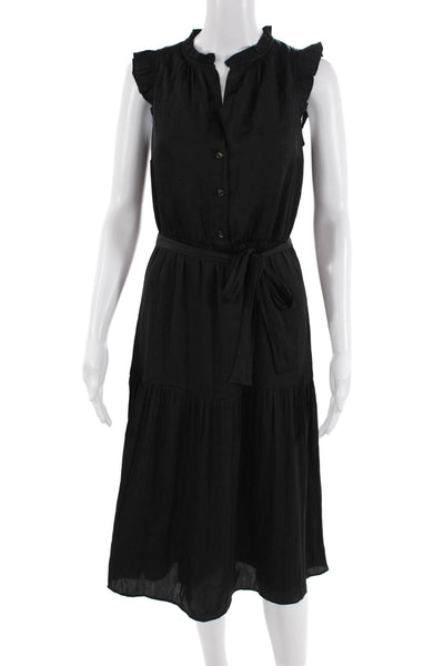 Ann Taylor Women Shirt Dress Sleeveless Mock Neck Long Black Size 2XS