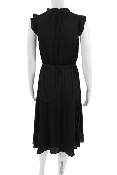 Ann Taylor Women Shirt Dress Sleeveless Mock Neck Long Black Size 2XS