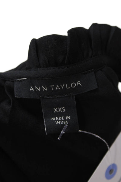 Ann Taylor Women Shirt Dress Sleeveless Mock Neck Long Black Size 2XS