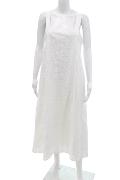 Natori Womens Slip Sundress White Square Neck Sleeveless Cotton Zip Size M