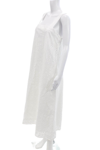 Natori Womens Slip Sundress White Square Neck Sleeveless Cotton Zip Size M