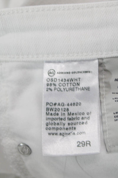 Adriano Goldschmied Mens Straight High Rise Jeans White Button Size 29
