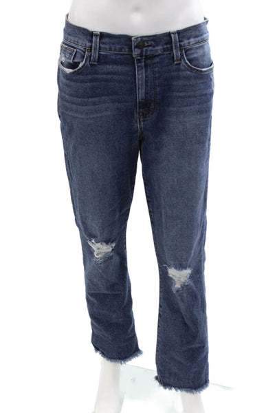 Hudson Women Cropped Straight Jeans Dark Blue High Rise Size 29