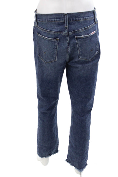 Hudson Women Cropped Straight Jeans Dark Blue High Rise Size 29
