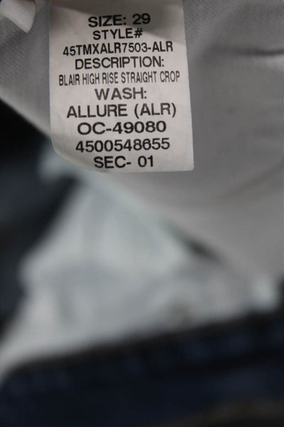 Hudson Women Cropped Straight Jeans Dark Blue High Rise Size 29