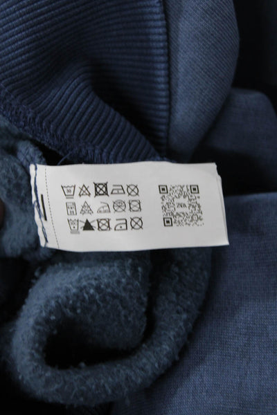 Zara Mens Pullover Hoodie Blue Cotton Drawstring Solid Size L