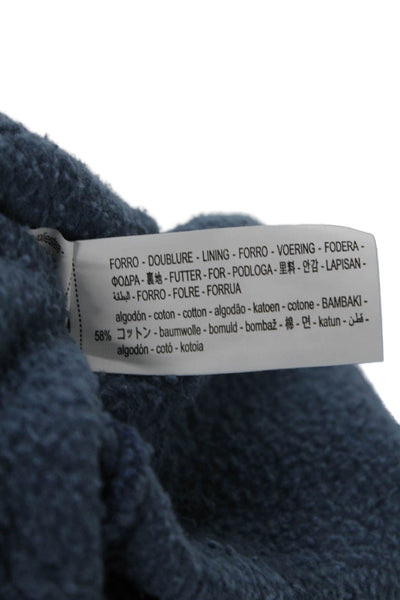 Zara Mens Pullover Hoodie Blue Cotton Drawstring Solid Size L