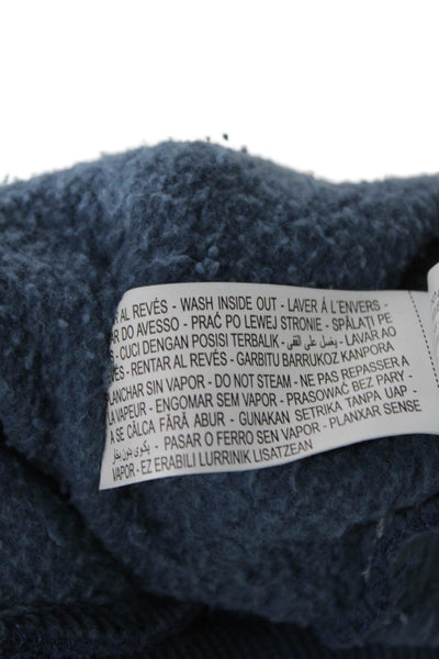 Zara Mens Pullover Hoodie Blue Cotton Drawstring Solid Size L