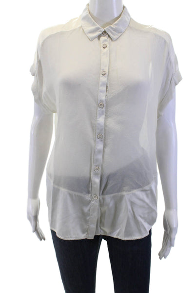 Transit Par Such Women Collared Sleeveless Button-Up Silk Blouse Size 3