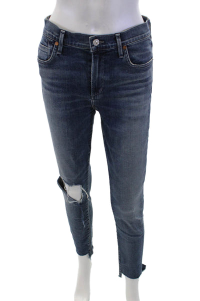 Citizens of Humanity Women Ankle Skinny Jeans Dark Blue Mid Rise Button Size 29