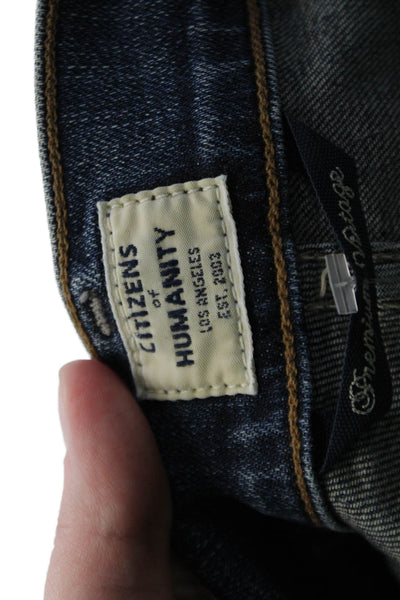 Citizens of Humanity Women Ankle Skinny Jeans Dark Blue Mid Rise Button Size 29