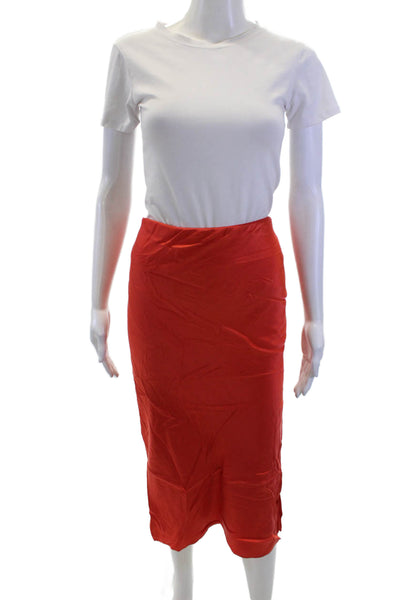 Cami Womens Silk Straight Pencil Long Red Skirt Size M
