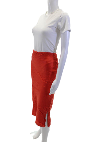 Cami Womens Silk Straight Pencil Long Red Skirt Size M