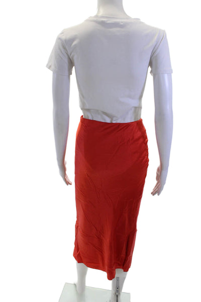 Cami Womens Silk Straight Pencil Long Red Skirt Size M