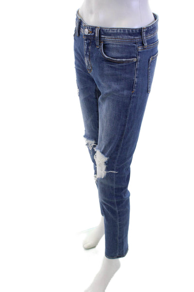 Pilcro Letterpress Anthropologie Womens Ankle Cropped Jeans Dark Blue Size 25
