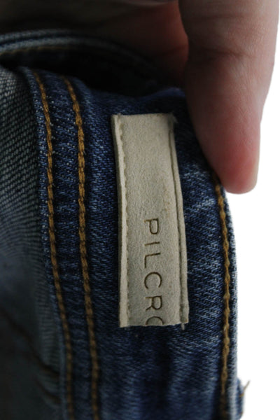 Pilcro Letterpress Anthropologie Womens Ankle Cropped Jeans Dark Blue Size 25