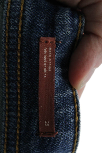 Pilcro Letterpress Anthropologie Womens Ankle Cropped Jeans Dark Blue Size 25