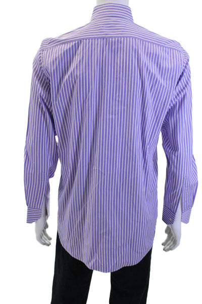 Etro Men's Long Sleeves Button Down Casual Purple Striped Shirt Size 39